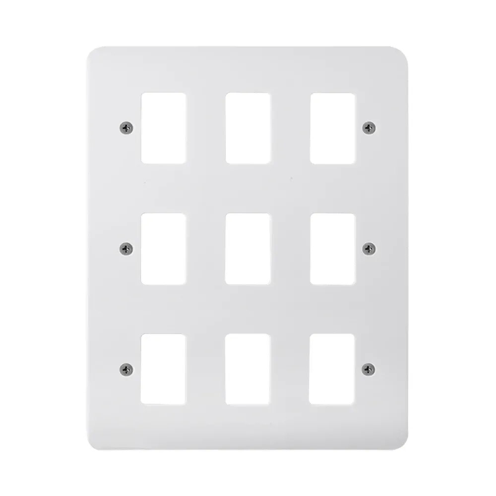 Click 9-gang GridPro frontplate polar white finish