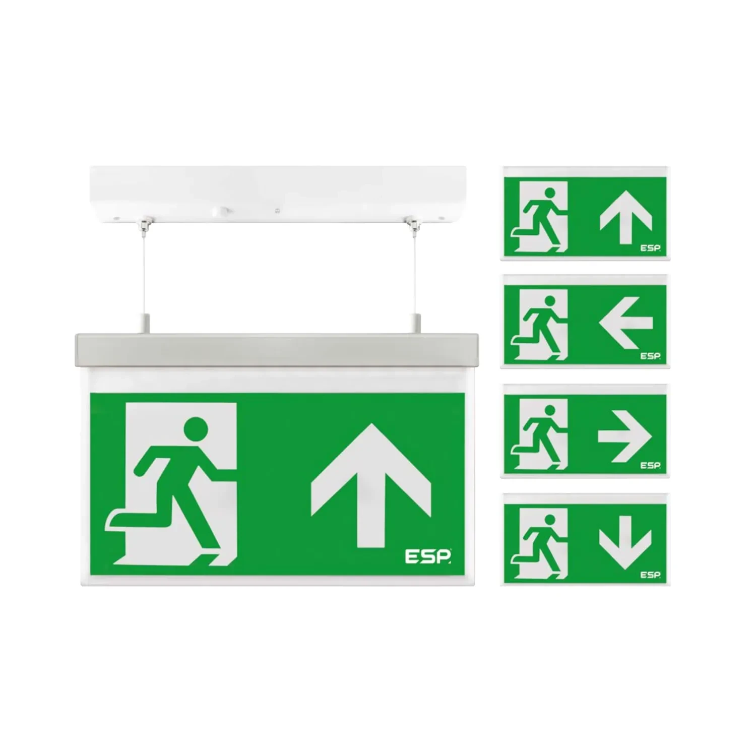 Duceri 3W LED IP20 Emergency Hanging Exit Sign All Legends Self-Test White D330SAWH