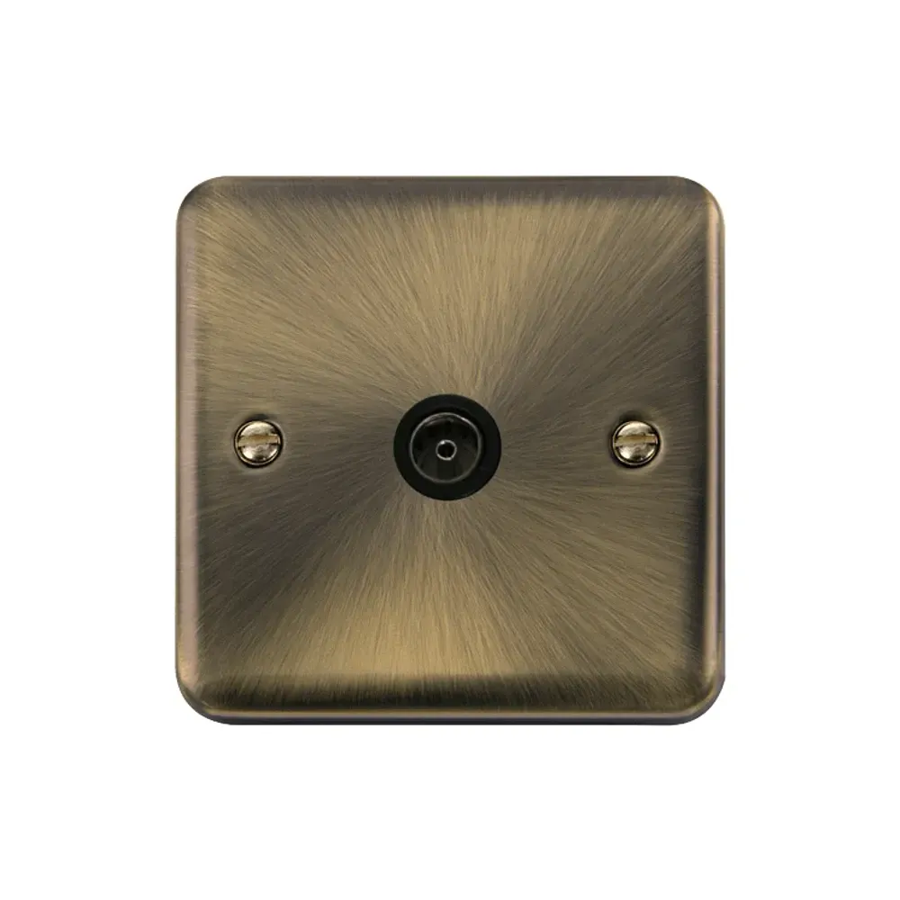 Click DPAB065BK antique brass coaxial outlet front view