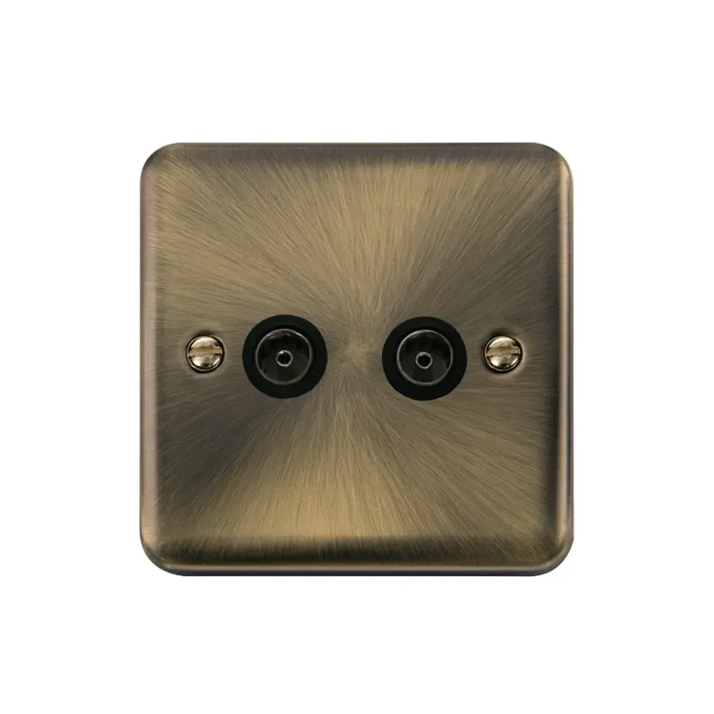 Click DPAB066BK twin coaxial outlet antique brass finish