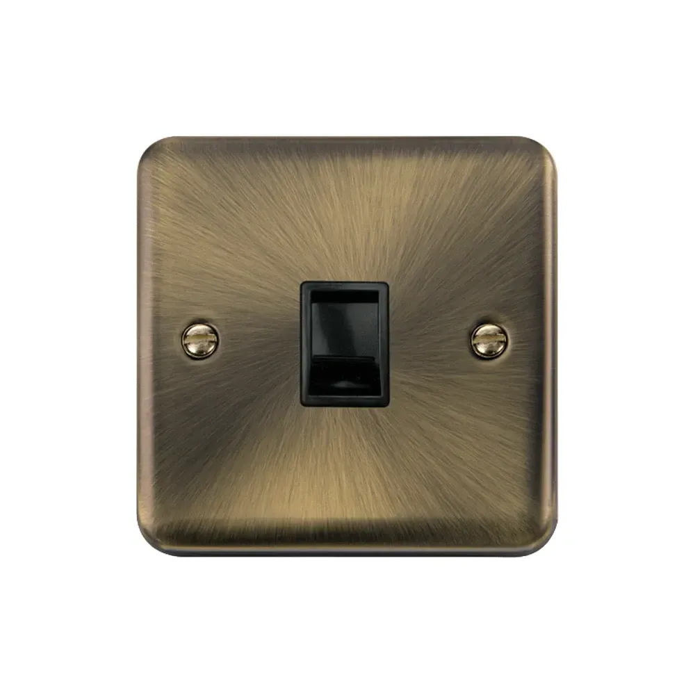 Click DPAB115BK single RJ11 outlet antique brass finish