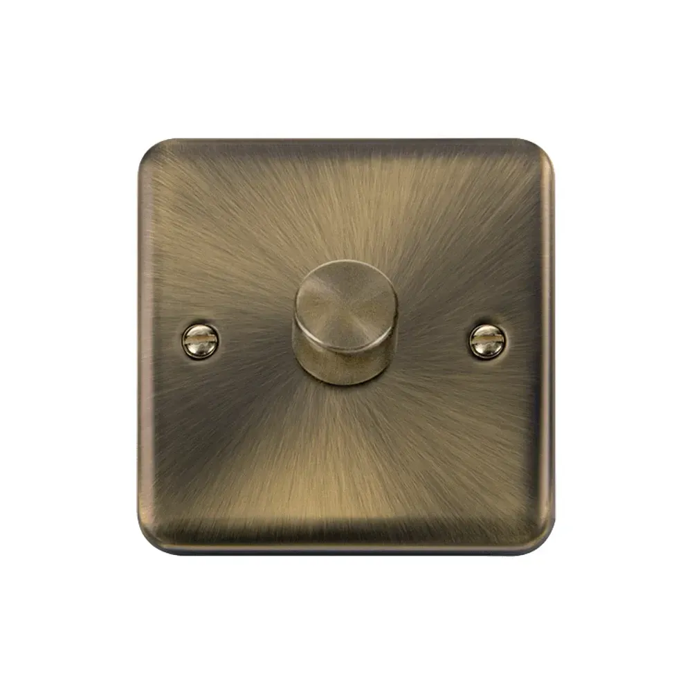 Click DPAB140 antique brass dimmer switch front view