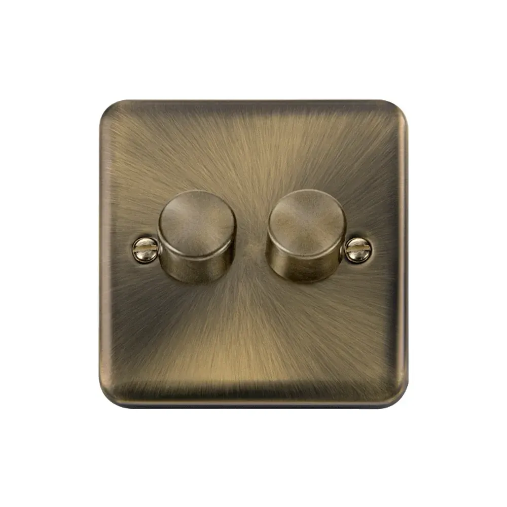 Click DPAB152 antique brass dimmer switch front view