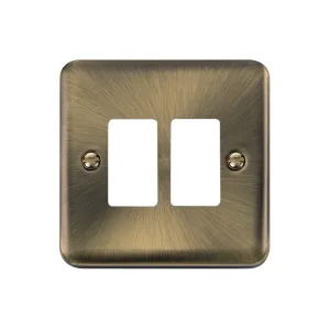 Click DPAB20402 dual gang GridPro antique brass frontplate