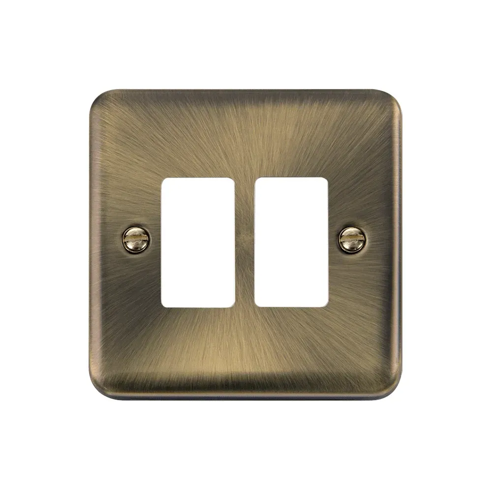 Click DPAB20402 dual gang GridPro antique brass frontplate
