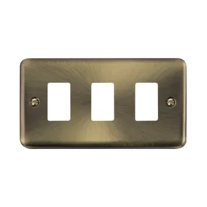 Click DPAB20403 GridPro 3 gang antique brass frontplate