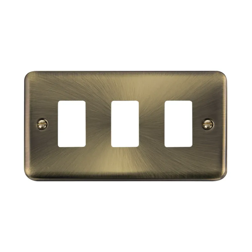 Click DPAB20403 GridPro 3 gang antique brass frontplate