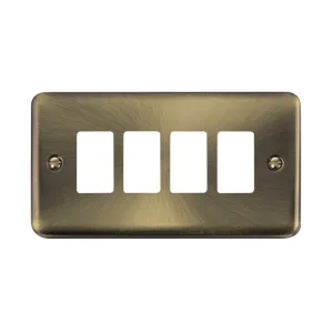 Click DPAB20404 four gang GridPro antique brass frontplate