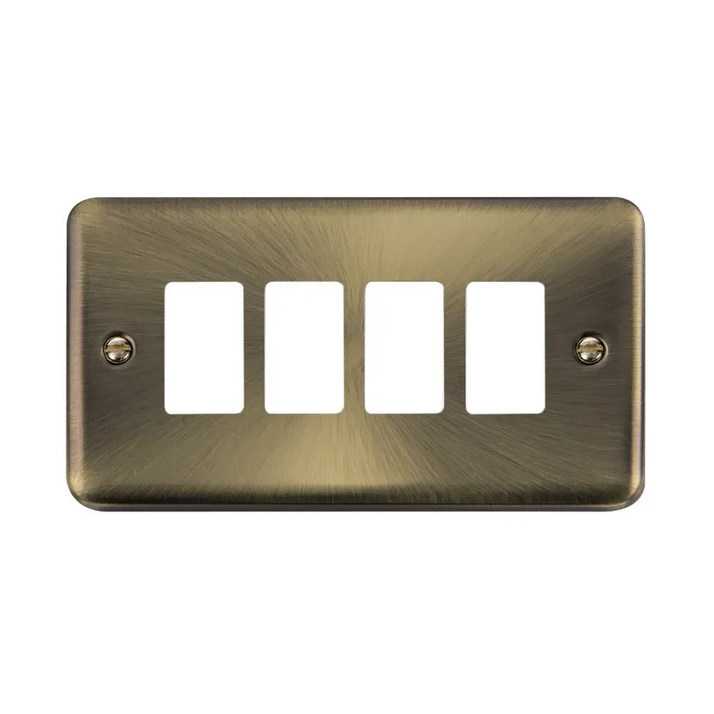 Click DPAB20404 four gang GridPro antique brass frontplate