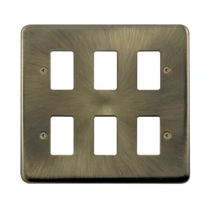 Click DPAB20506 six gang GridPro antique brass frontplate