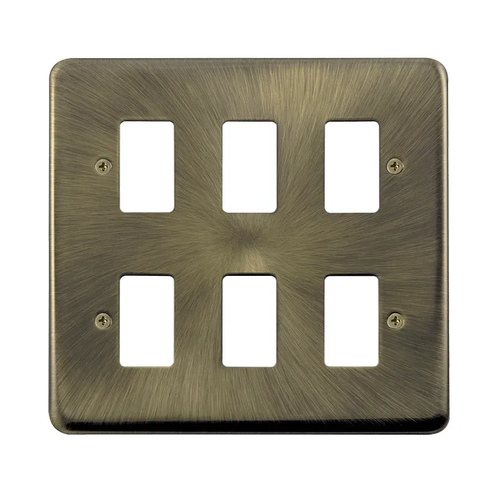 Click DPAB20506 six gang GridPro antique brass frontplate