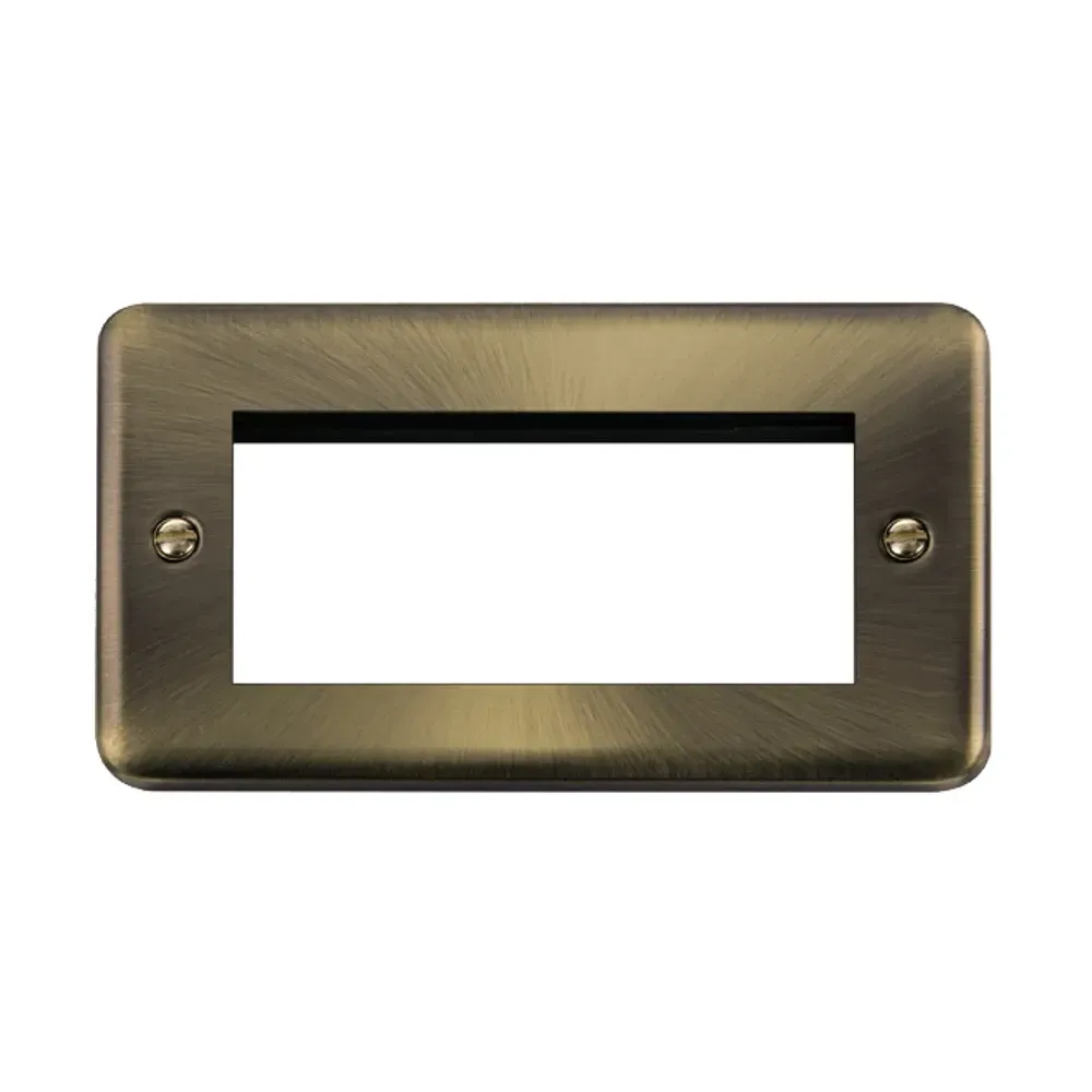 Click DPAB312 antique brass 2 gang new media plate front view