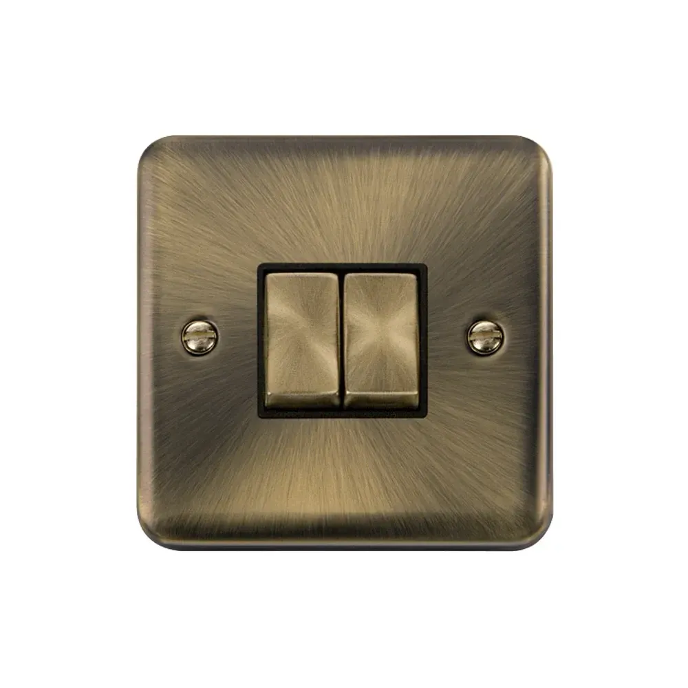 Click DPAB412BK 2 gang antique brass switch front view