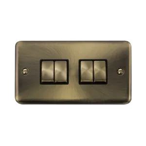 Click DPAB414BK 4 gang antique brass switch extended faceplate