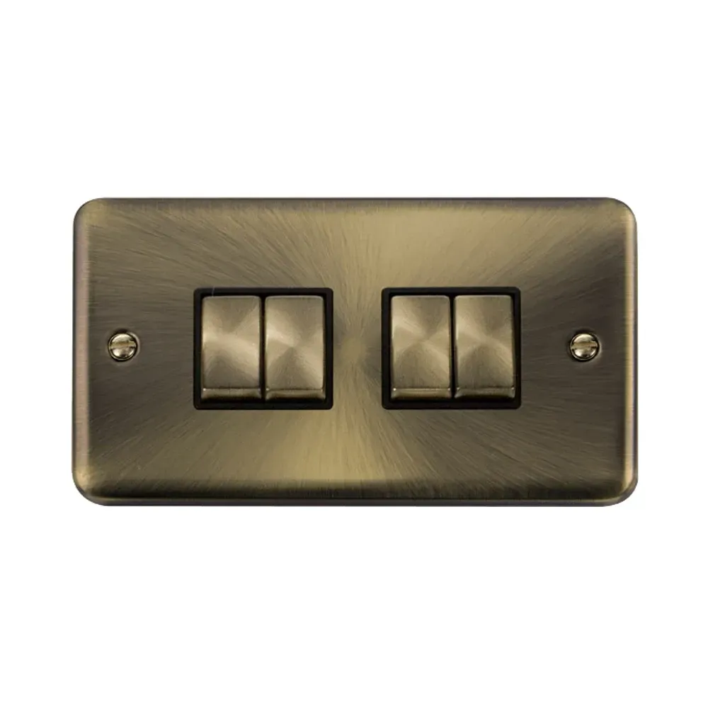 Click DPAB414BK 4 gang antique brass switch extended faceplate