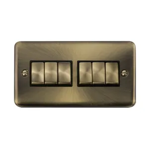 Click DPAB416BK 6 gang antique brass maximum control switch