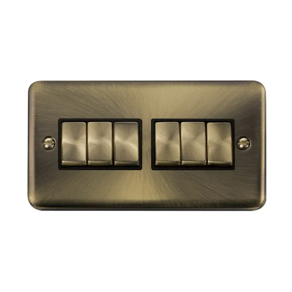 Click DPAB416BK 6 gang antique brass maximum control switch
