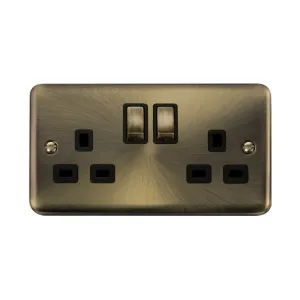 Click DPAB536BK antique brass 2 gang switched socket installed