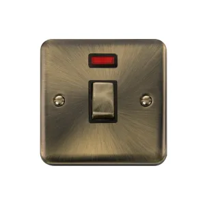 Click DPAB723BK antique brass 20A double pole switch with neon