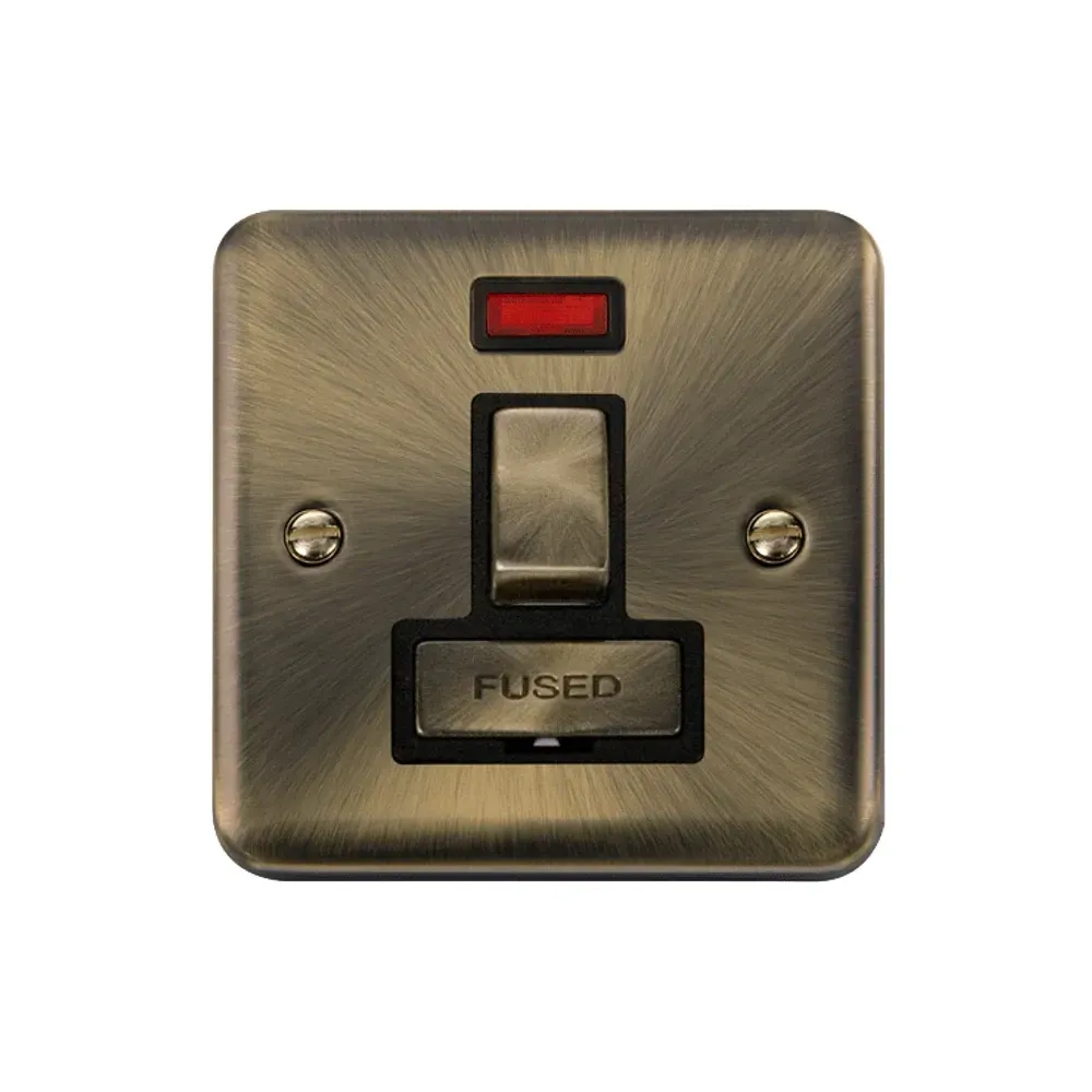 Click DPAB752BK antique brass 13A FCU with neon indicator