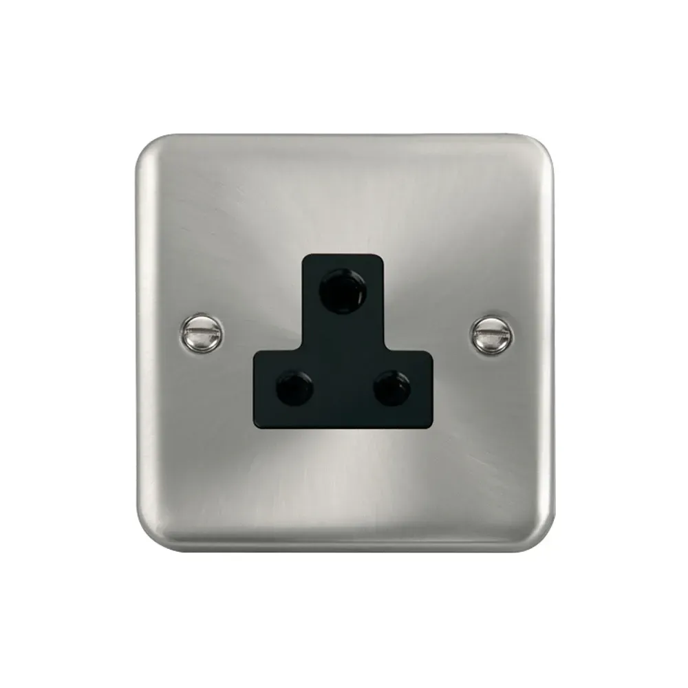 Click DECO+ satin chrome 5A round pin socket outlet