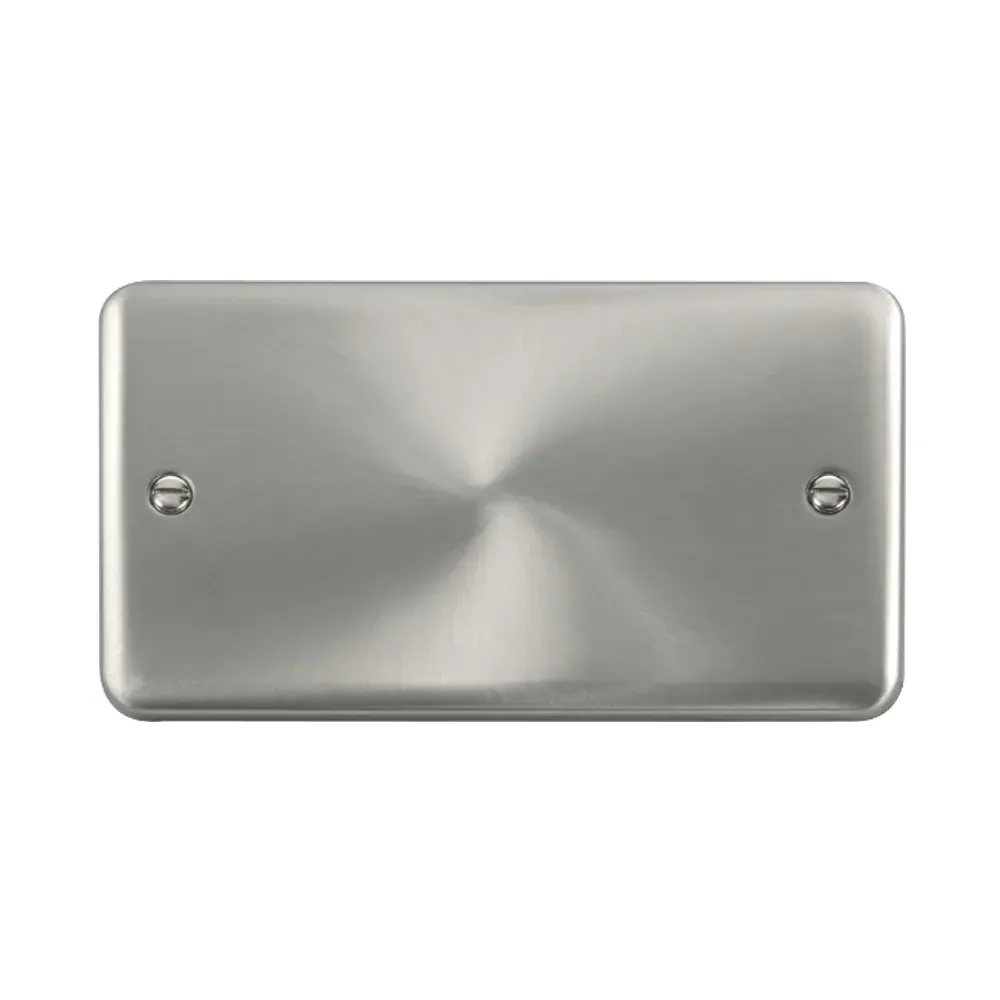 Click DPSC061 satin chrome 2 gang blank plate front view