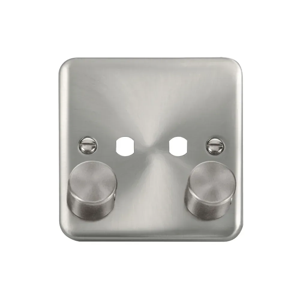 Click satin chrome unfurnished dimmer plate 1 gang 2 apertures
