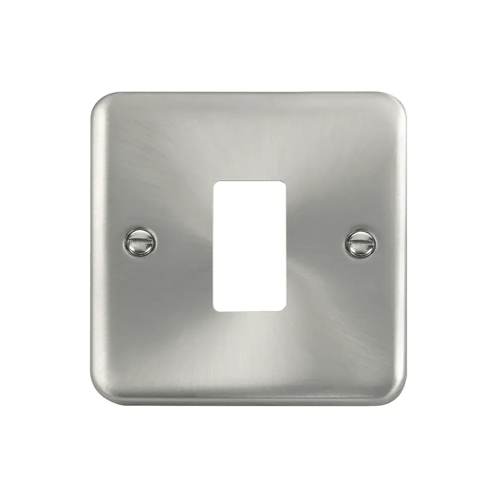 Click Deco Plus satin chrome 1 gang GridPro frontplate DPSC20401