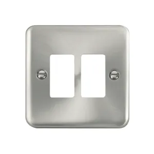 Click GridPro 2 gang satin chrome modular frontplate DPSC20402