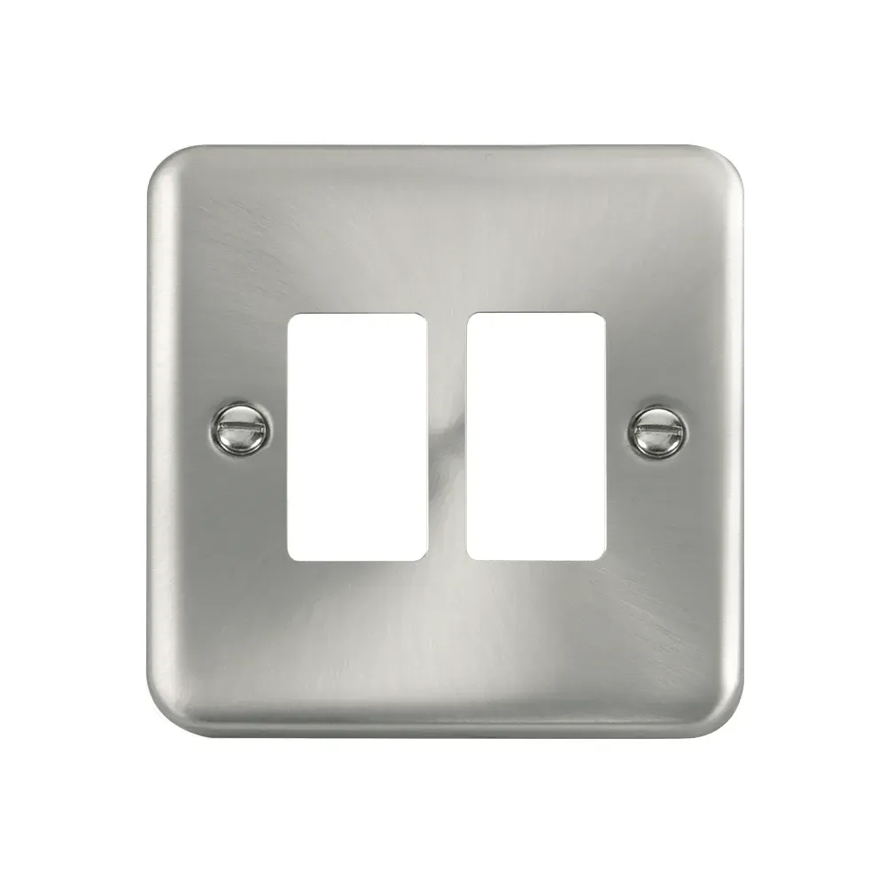 Click GridPro 2 gang satin chrome modular frontplate DPSC20402