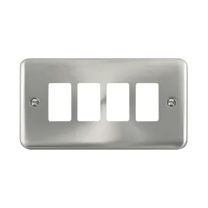 Click Deco Plus satin chrome 4 gang frontplate DPSC20404