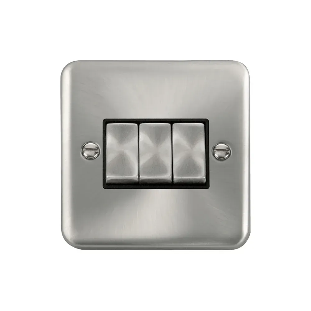 Click DPSC413BK 3 gang 2 way switch satin chrome finish