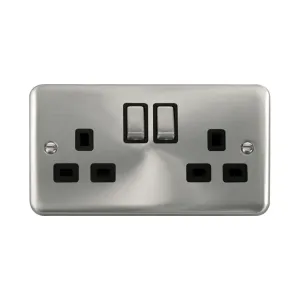 Click Ingot 13A double gang switched socket satin chrome finish