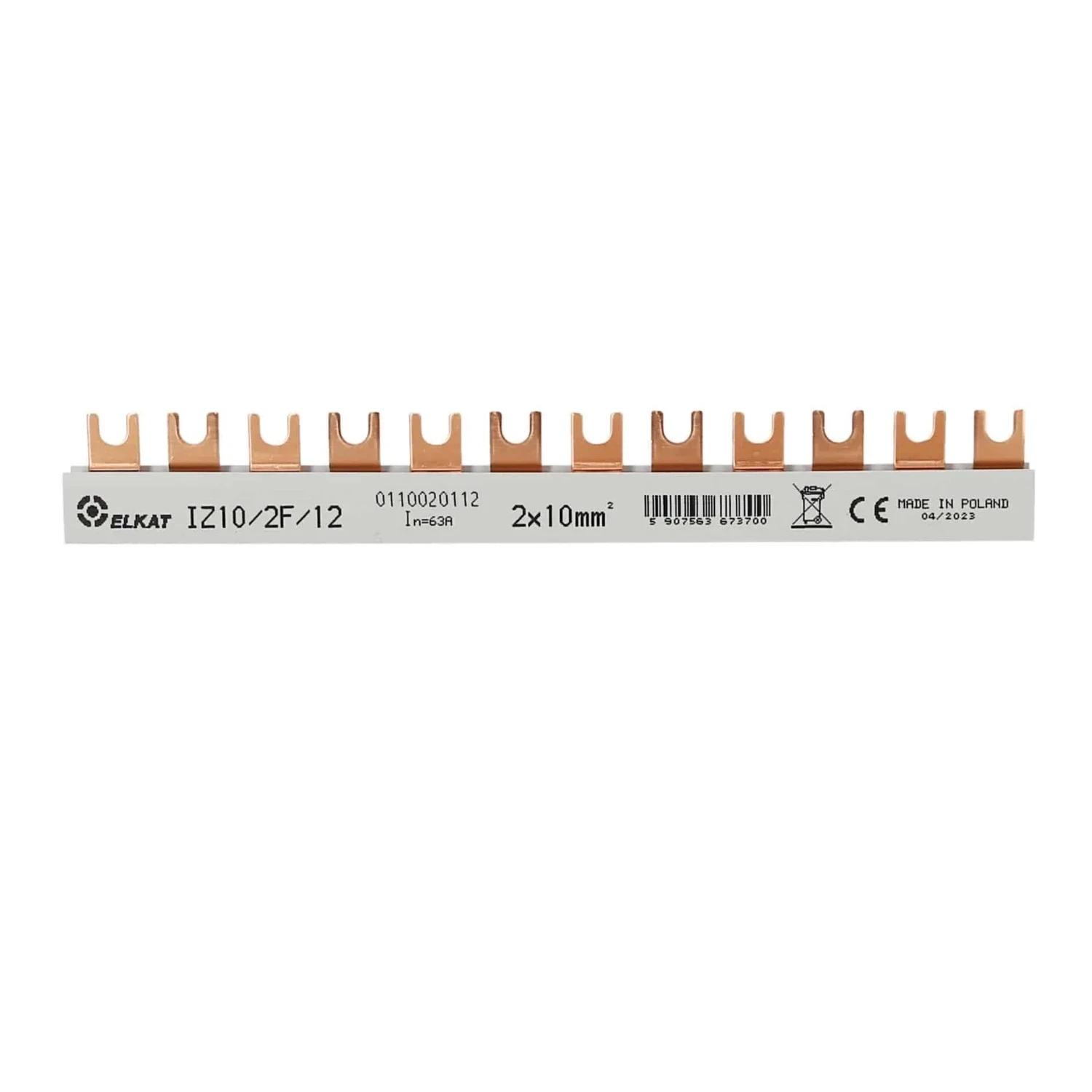 Elkat fork busbar 2P 63A 18mm pitch 1m insulated grey IZ102F54