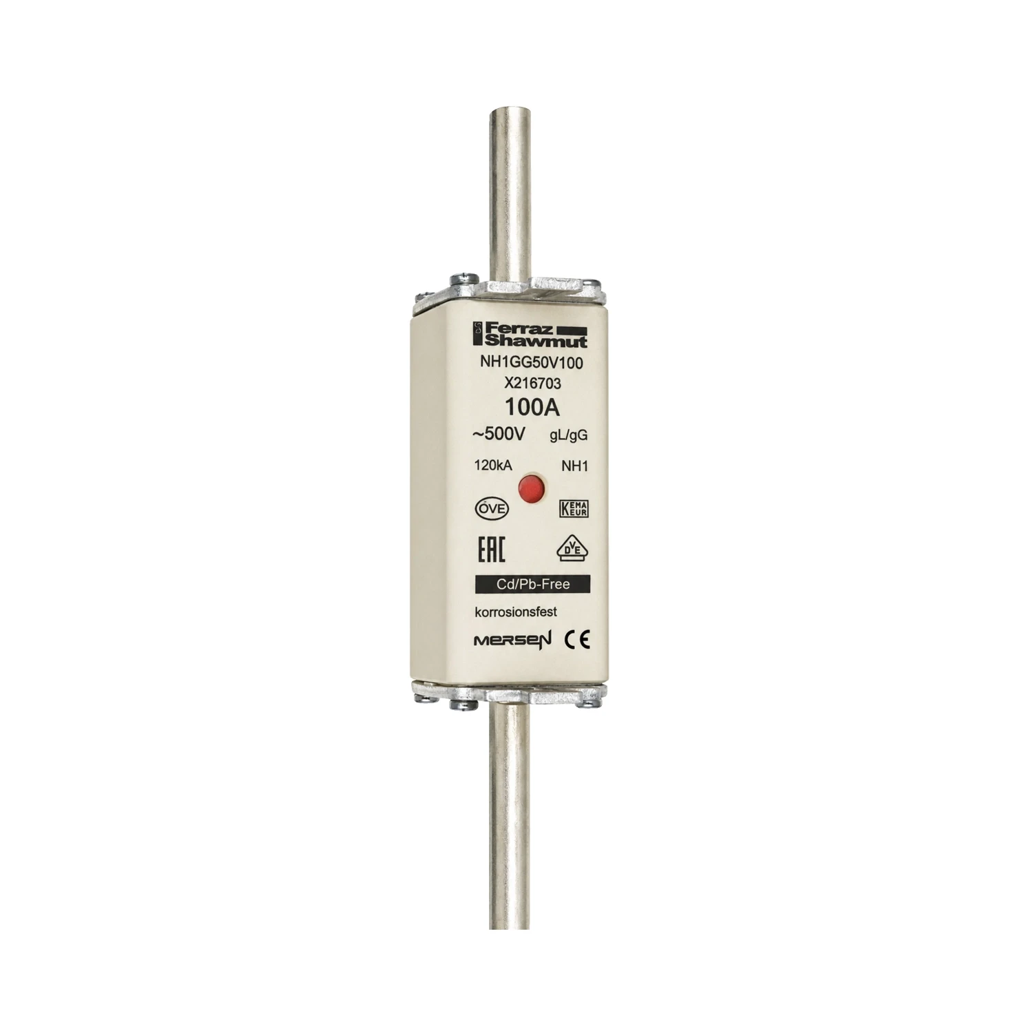 NH1 gG 100A 500VAC Ceramic Fuse-Link Size 1