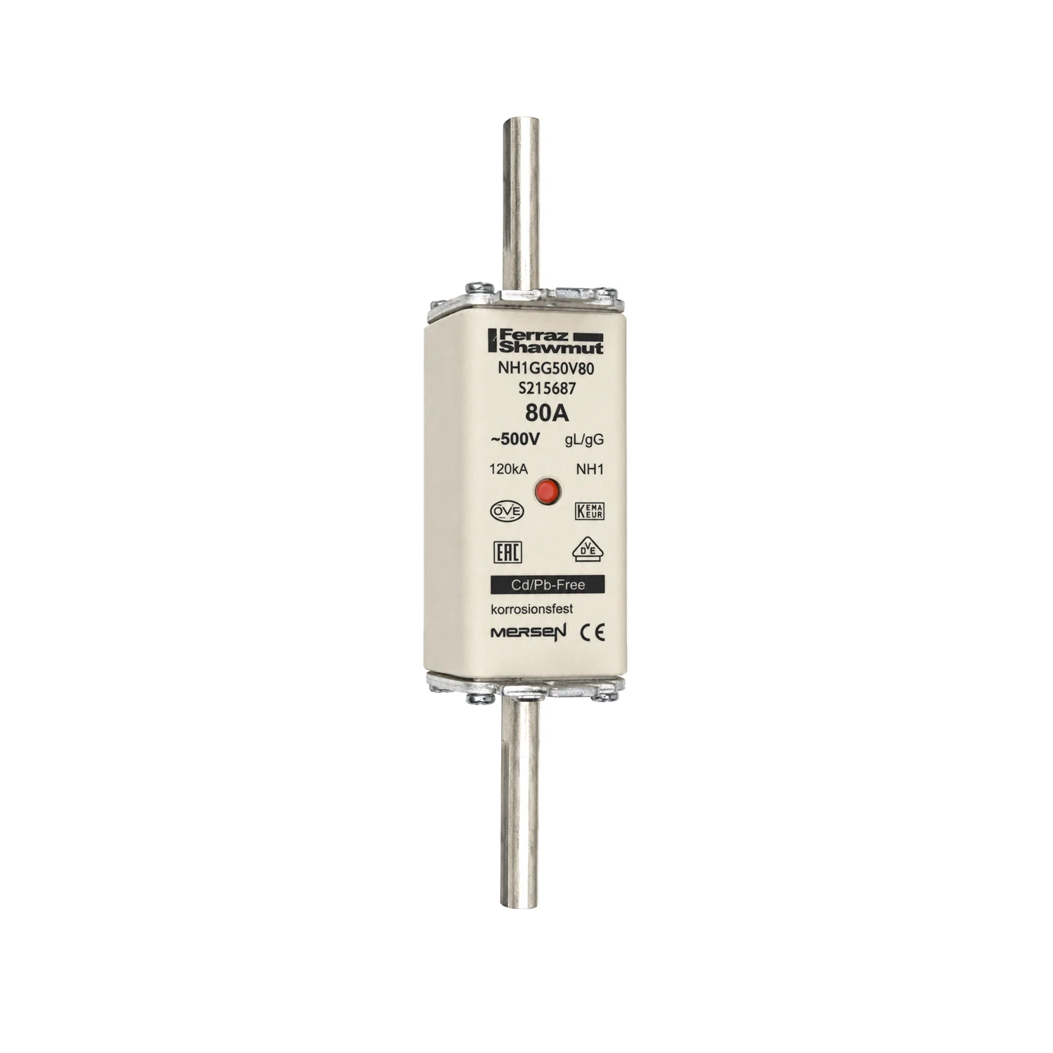 NH1 gG 80A 500V AC Fuse-Link Ceramic Double Indicator