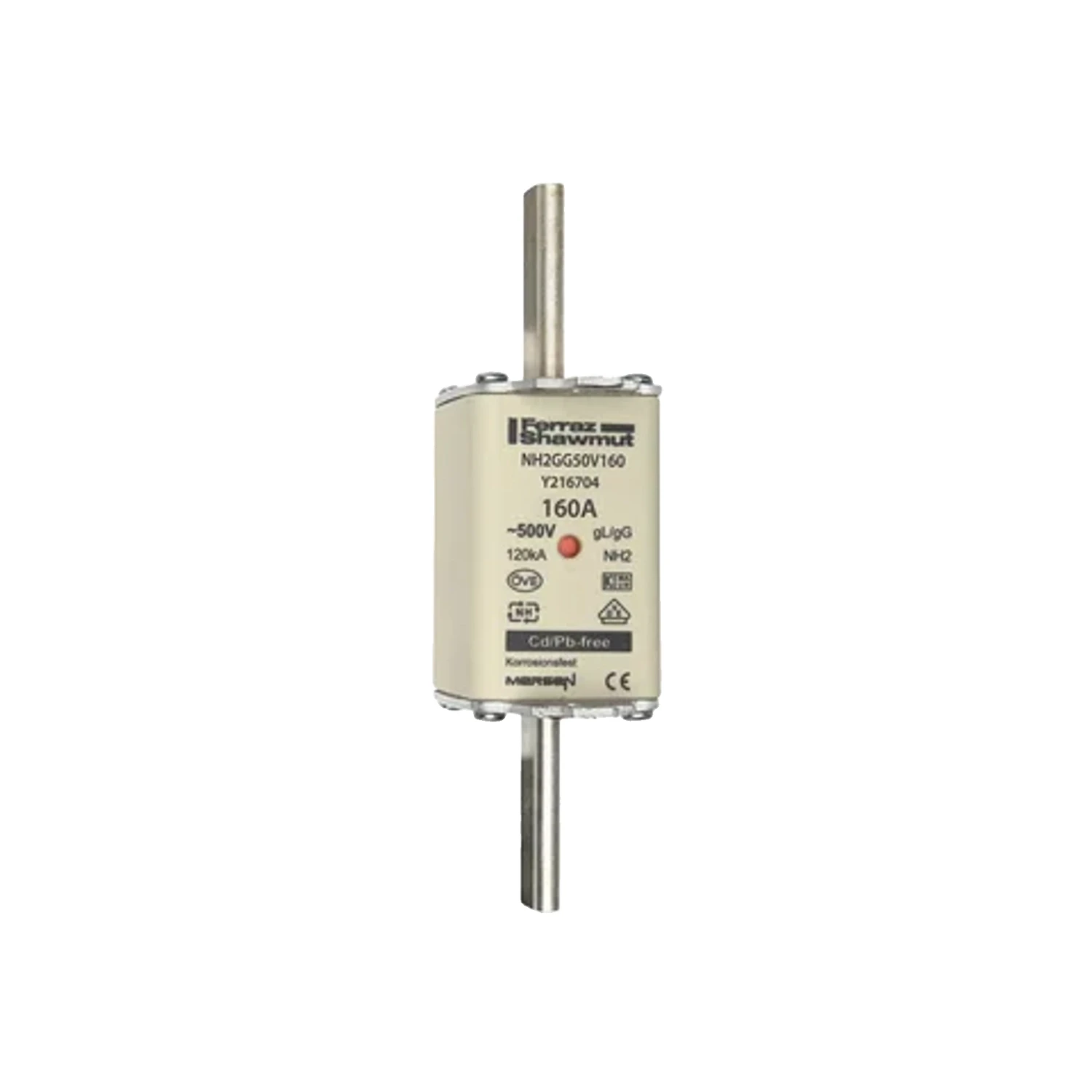 NH2 gG Fuse-Link 160A 500VAC Ceramic Body Double Indicator