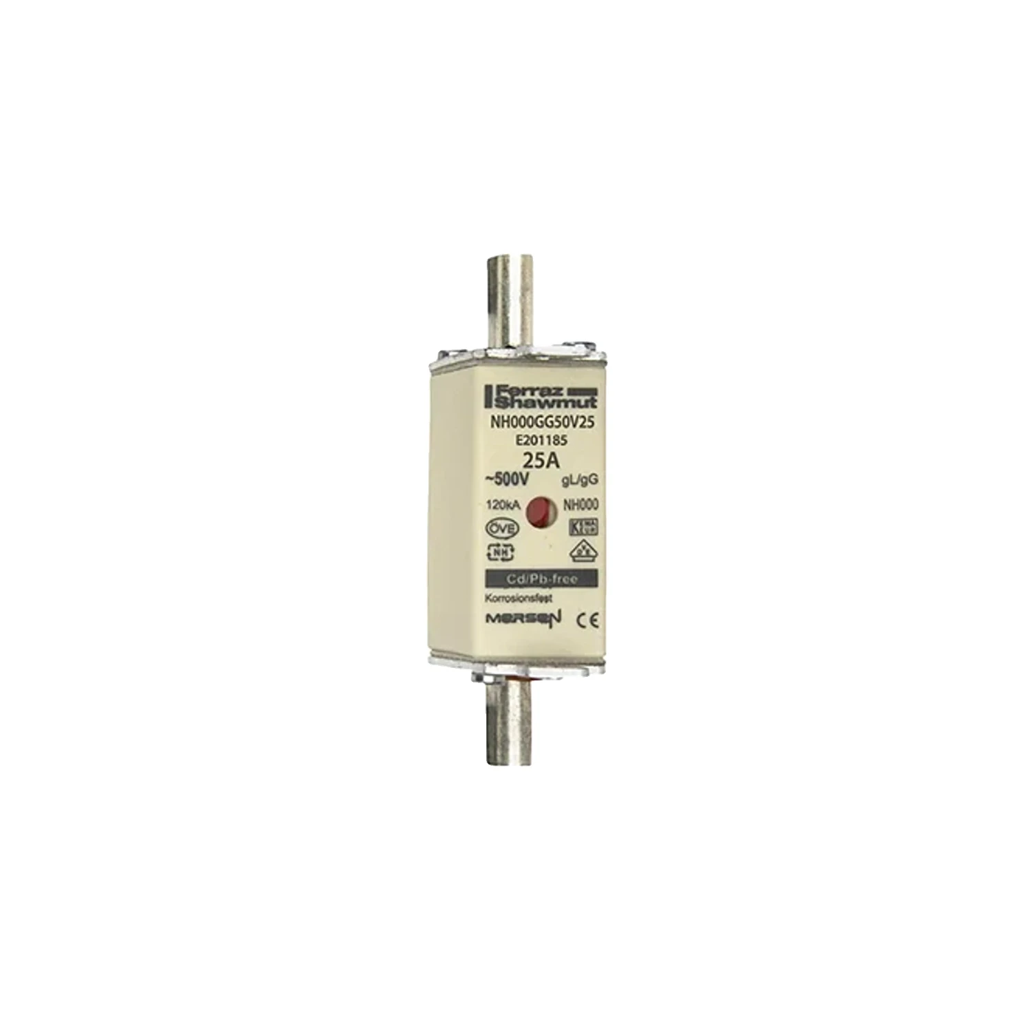 NH00 25A gG 500V AC Fuse-Link Size 000 Double Indicator Ceramic