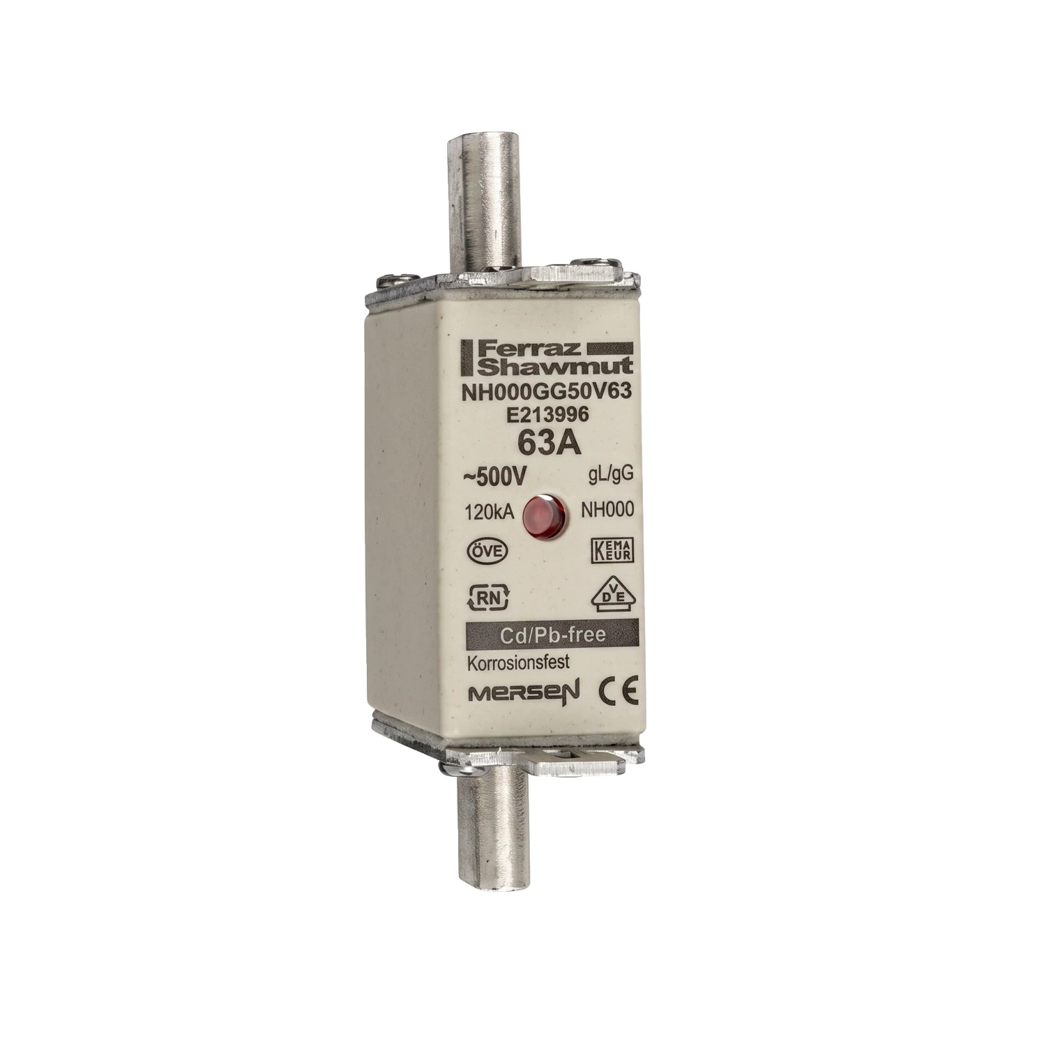 NH00 63A gG 500VAC 250VDC Fuse-Link Size 000 Ceramic