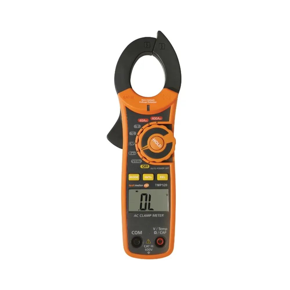 HandyMan TMP520 clamp meter showing 26mm jaw opening