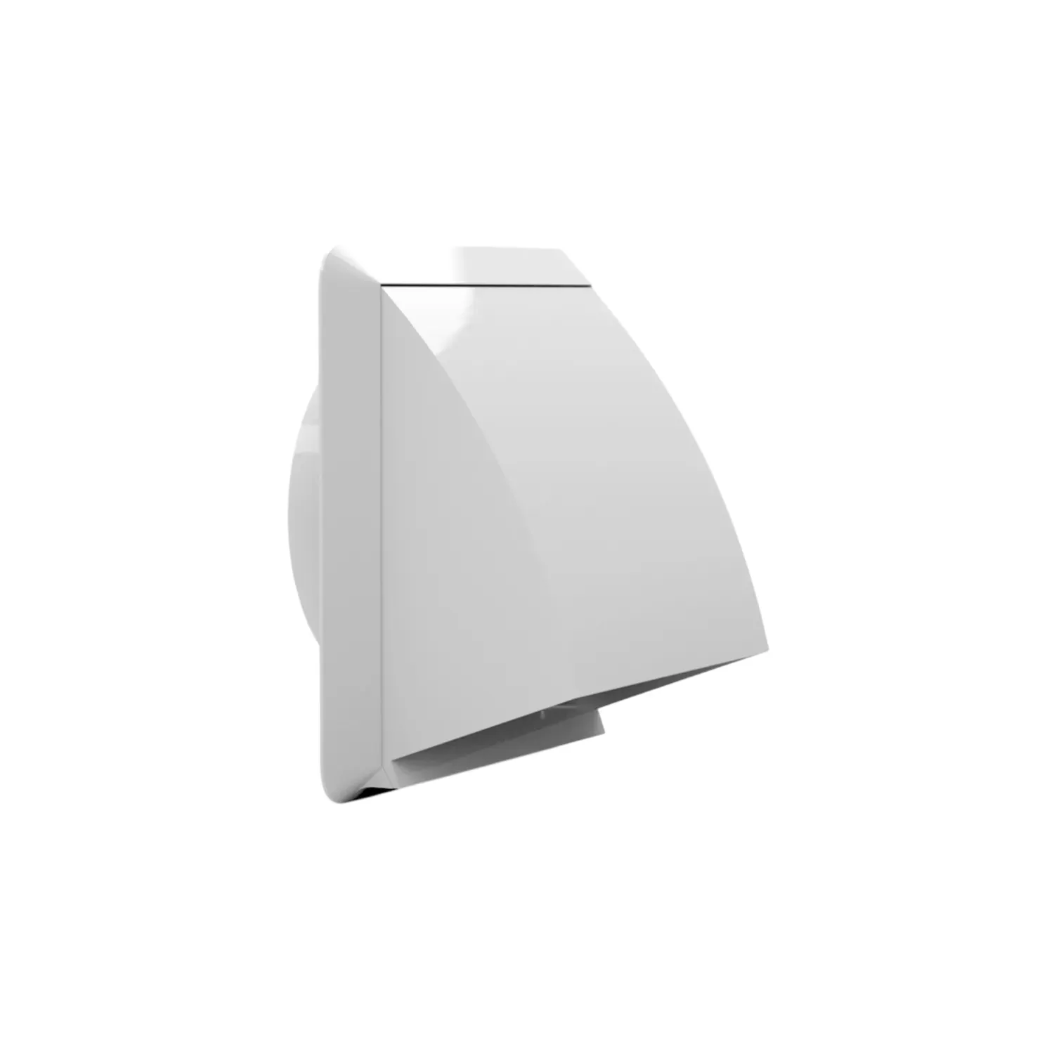 VKC245W 100mm Cowled Outlet Non-Return Flap Round Spigot White Polypropylene