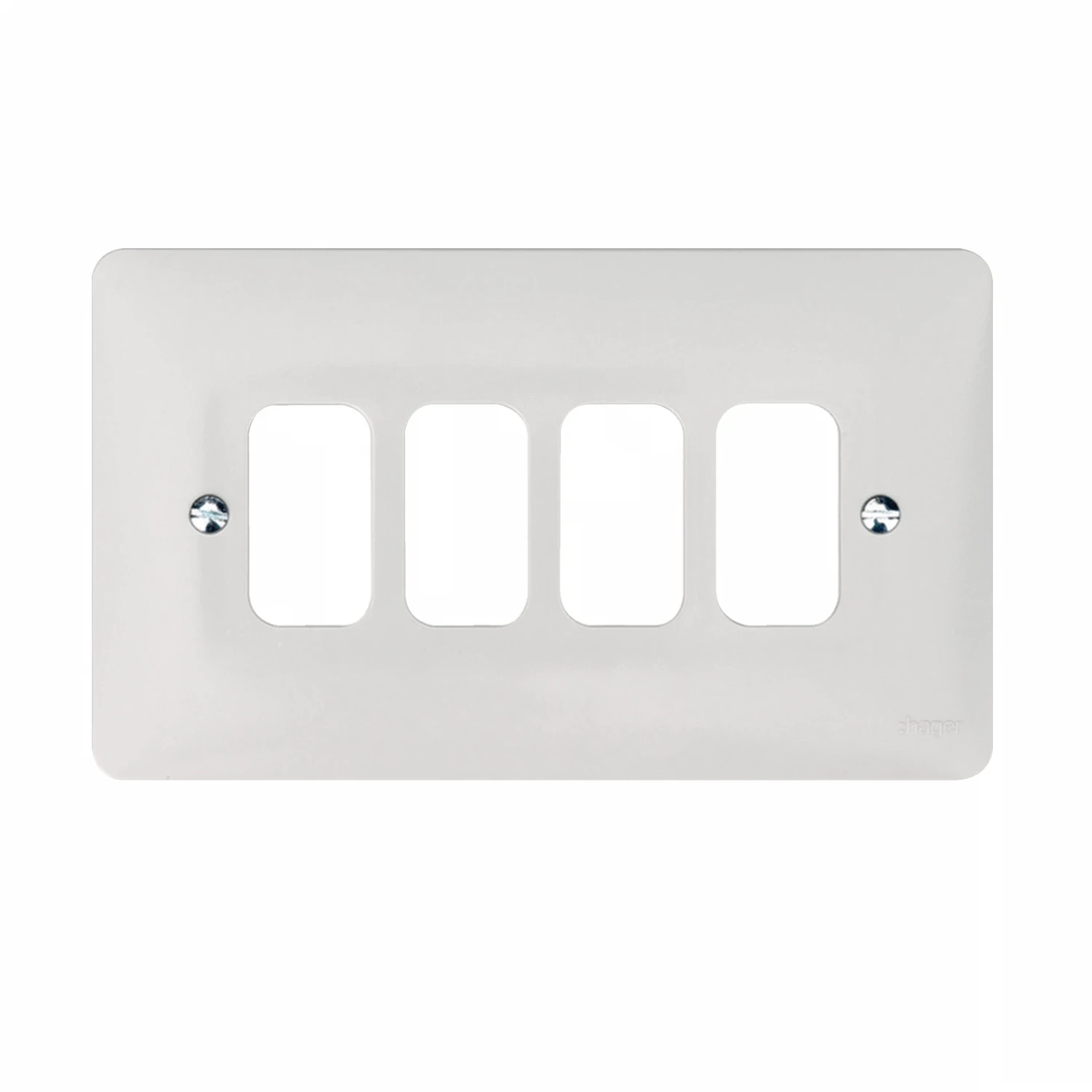 Hager 4 Gang Unfurnished Grid Plate IP20 White