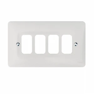 Hager 4 Gang Unfurnished Grid Plate IP20 White