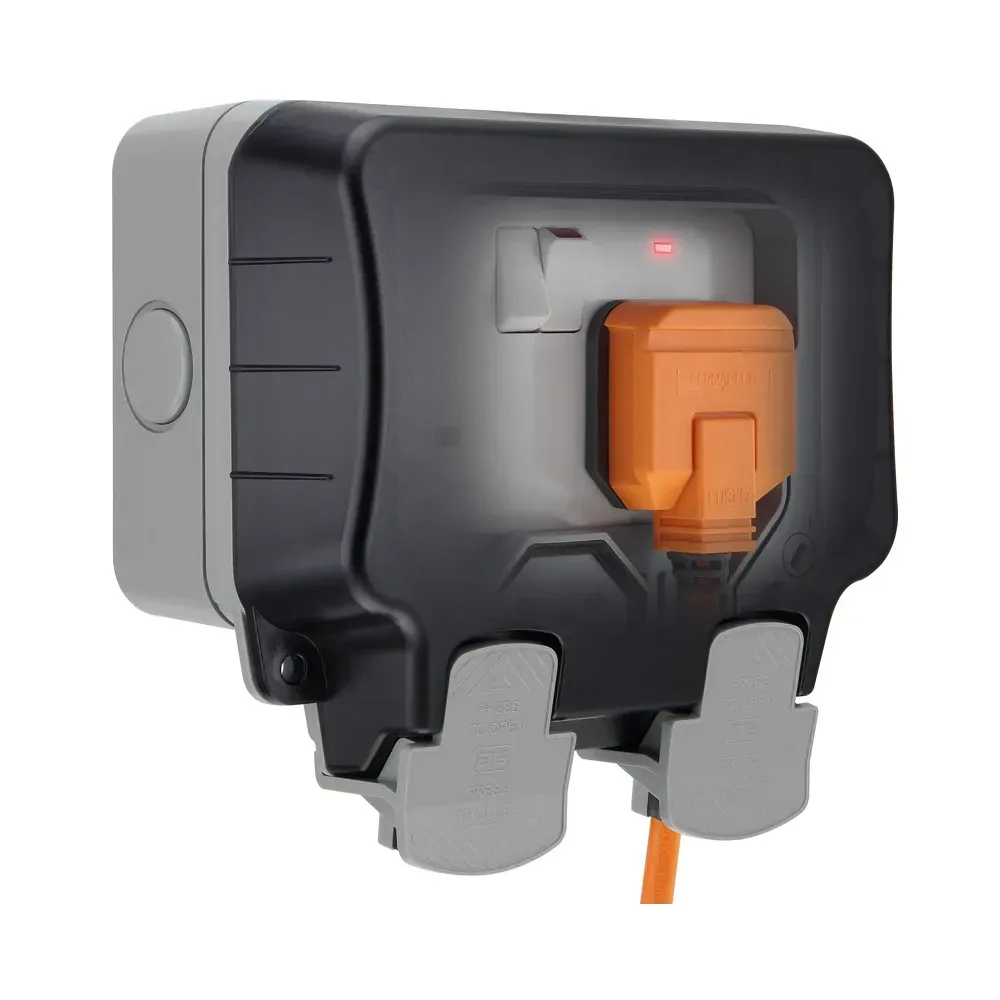 Weatherproof socket with multiple cable entry options.