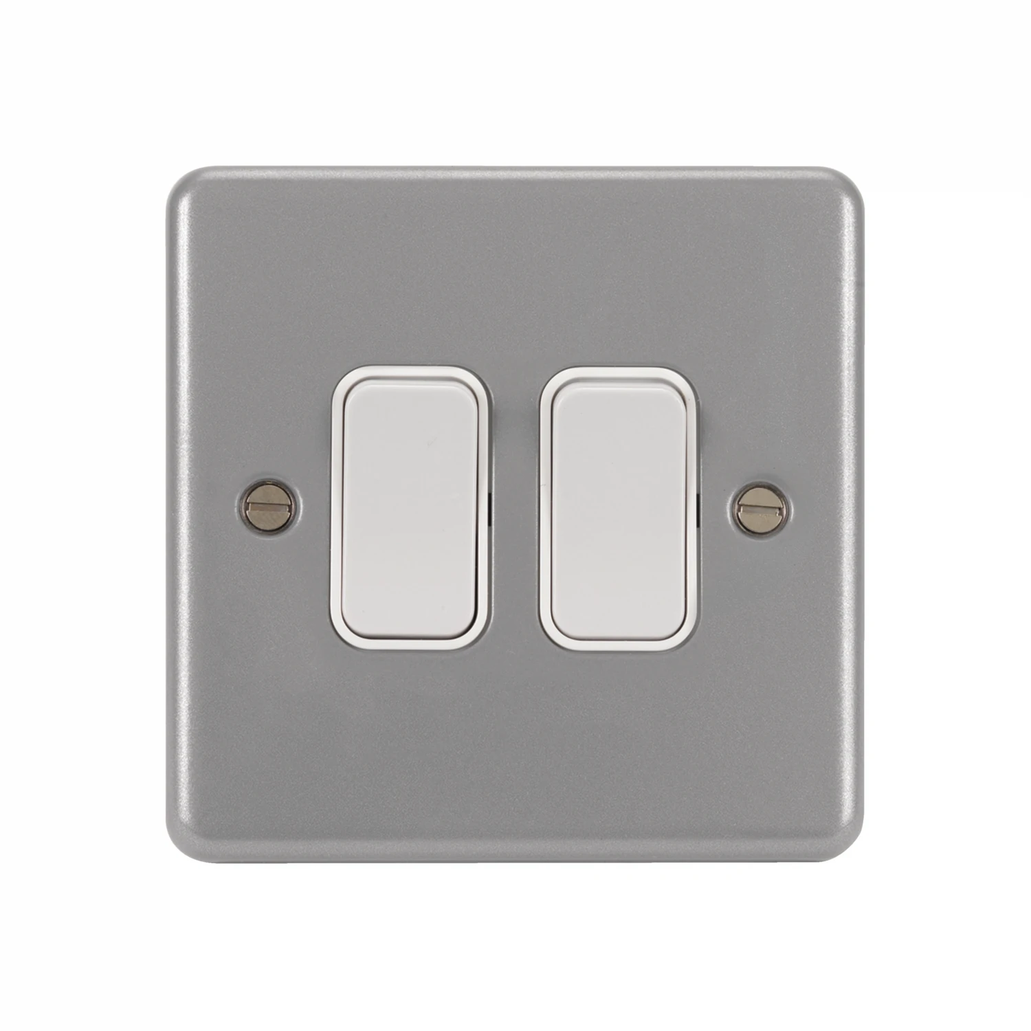 Hager WPPS22B Metalclad 2G 10AX 2-Way Switch with Back Box Grey