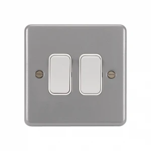 Hager WPPS22B Metalclad 2G 10AX 2-Way Switch with Back Box Grey