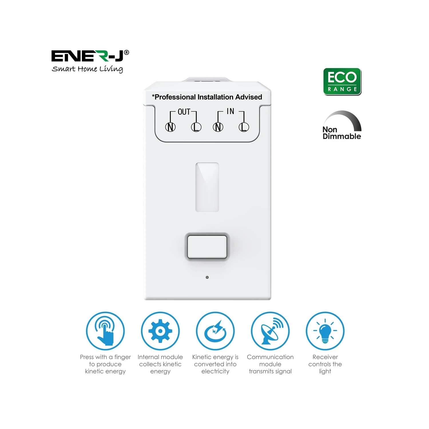 ENER-J kinetic receiver 230V 500W 1 channel in-line non-dimmable RF WS1055X