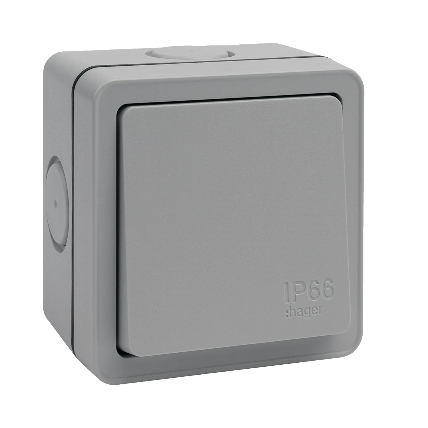 Hager WXPPS12 10A 1G 2-Way Switch IP66 250V Light Grey Surface Mount
