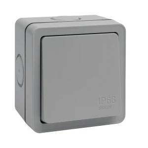 Hager WXPPS12 10A 1G 2-Way Switch IP66 250V Light Grey Surface Mount